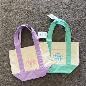 Trader Joe’s Pastel Tote Bag Set - Purple and Green